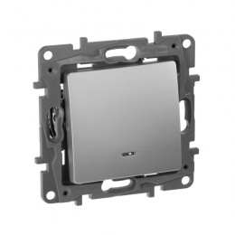 Переключатель 1-кл. СП Etika Plus 10А IP20 250В 10AX с подсветкой безвинтов. зажимы механизм алюм. IEK 672415