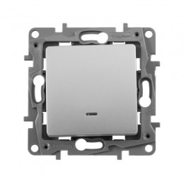 Переключатель 1-кл. СП Etika Plus 10А IP20 250В 10AX с подсветкой безвинтов. зажимы механизм алюм. IEK 672415