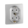 Розетка 2-м СП Etika 16А IP20 250В 2P+E с заземл. немецк. стандарт винт. клеммы в сборе алюм. IEK 672423