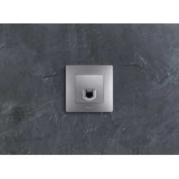 Розетка компьютерная 1-м СП Etika RJ45 кат.5E UTP механизм алюм. Leg 672441