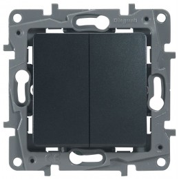 Переключатель 2-кл. СП Etika Plus 10А IP20 250В 10AX безвинтов. зажимы механизм антрацит IEK 672612