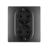 Розетка 2-м СП Etika 16А IP31 250В 2х2P+E с заземл. защ. шторки немецк. стандарт безвинт. клеммы антрацит IEK 672633