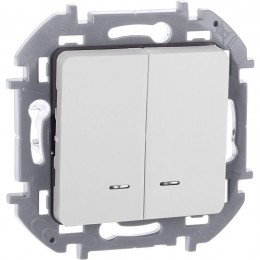 Выключатель 2-кл. Inspiria 10А IP20 250В 10AX с подсветкой/индикацией механизм бел. Leg 673630