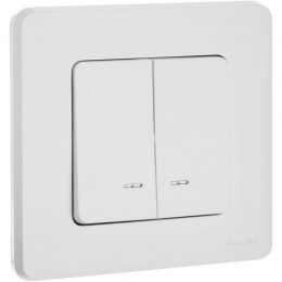 Выключатель 2-кл. Inspiria 10А IP20 250В 10AX с подсветкой/индикацией механизм бел. Leg 673630