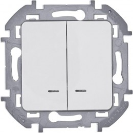 Выключатель 2-кл. Inspiria 10А IP20 250В 10AX с подсветкой/индикацией механизм бел. Leg 673630