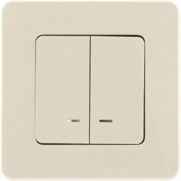 Выключатель 2-кл. Inspiria 10А IP20 250В 10AX с подсветкой/индикацией механизм сл. кость IEK 673631