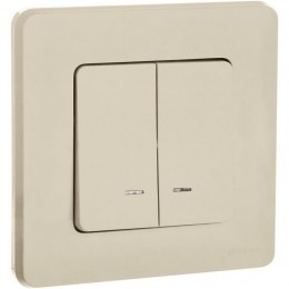 Выключатель 2-кл. Inspiria 10А IP20 250В 10AX с подсветкой/индикацией механизм сл. кость IEK 673631