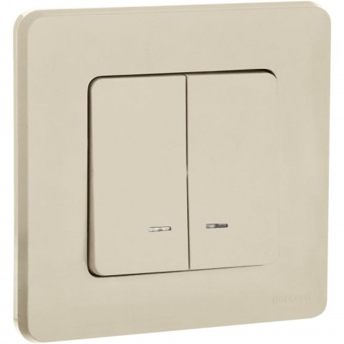 Выключатель 2-кл. Inspiria 10А IP20 250В 10AX с подсветкой/индикацией механизм сл. кость IEK 673631