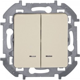 Выключатель 2-кл. Inspiria 10А IP20 250В 10AX с подсветкой/индикацией механизм сл. кость IEK 673631