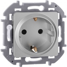 Розетка 1-м СП Inspiria 16А IP20 250В 2P+E защ. шторки немецк. стандарт механизм алюм. IEK 673732