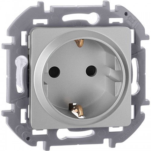 Розетка 1-м СП Inspiria 16А IP20 250В 2P+E защ. шторки немецк. стандарт механизм алюм. IEK 673732
