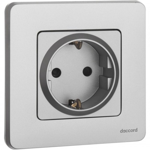 Розетка 1-м СП Inspiria 16А IP20 250В 2P+E защ. шторки немецк. стандарт механизм алюм. IEK 673732