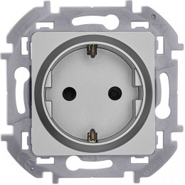 Розетка 1-м СП Inspiria 16А IP20 250В 2P+E защ. шторки немецк. стандарт механизм алюм. IEK 673732