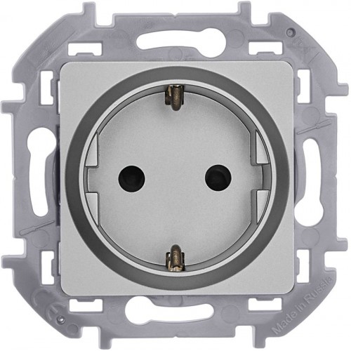 Розетка 1-м СП Inspiria 16А IP20 250В 2P+E защ. шторки немецк. стандарт механизм алюм. IEK 673732