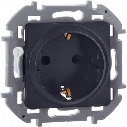 Розетка 1-м СП Inspiria 16А IP20 250В 2P+E защ. шторки немецк. стандарт механизм антрацит IEK 673733