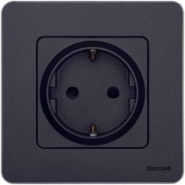 Розетка 1-м СП Inspiria 16А IP20 250В 2P+E защ. шторки немецк. стандарт механизм антрацит IEK 673733