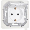 Розетка 1-м СП Inspiria 16А IP44 250В 2P+E защ. шторки с крышкой немецк. стандарт механизм бел. Leg 673740