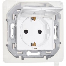 Розетка 1-м СП Inspiria 16А IP44 250В 2P+E защ. шторки с крышкой немецк. стандарт механизм бел. Leg 673740