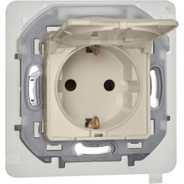 Розетка 1-м СП Inspiria 16А IP44 250В 2P+E защ. шторки с крышкой немецк. стандарт механизм сл. кость Leg 673741
