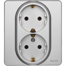 Розетка Inspiria 16А 250В 2х2P+E немецк. стандарт алюм. Leg 673752