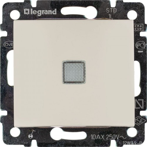 Выключатель 1-кл. СП Valena 10А IP31 250В с зел. индикацией механизм сл. кость IEK 774310