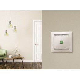 Выключатель 1-кл. СП Valena 10А IP31 250В с зел. индикацией механизм бел. IEK 774410