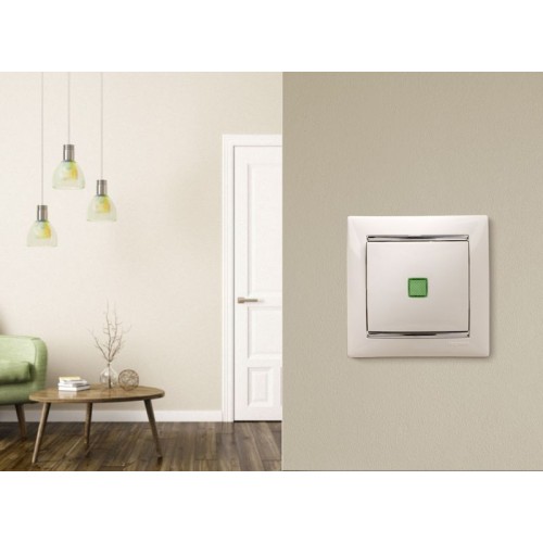 Выключатель 1-кл. СП Valena 10А IP31 250В с зел. индикацией механизм бел. IEK 774410