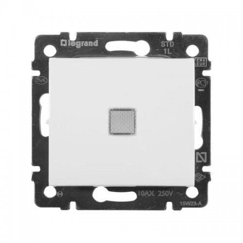 Выключатель 1-кл. СП Valena 10А IP31 250В с зел. индикацией механизм бел. IEK 774410