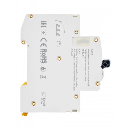 Выключатель автоматический дифференциального тока 2п (1P+N) C 16А 30мА тип A АВДТ B06S 18мм ARMAT IEK AR-B06S-1N-C16A030