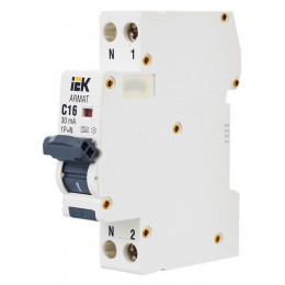 Выключатель автоматический дифференциального тока 2п (1P+N) C 16А 30мА тип A АВДТ B06S 18мм ARMAT IEK AR-B06S-1N-C16A030