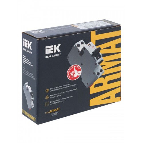 Выключатель автоматический дифференциального тока 2п (1P+N) C 16А 30мА тип A АВДТ B06S 18мм ARMAT IEK AR-B06S-1N-C16A030