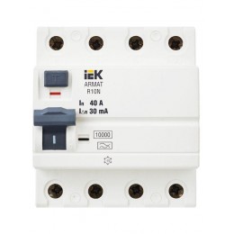 Выключатель дифференциального тока (УЗО) 4п 40А 30мА тип A ВДТ R10N ARMAT IEK AR-R10N-4-040A030
