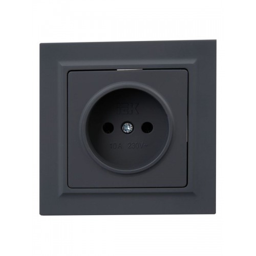 Розетка СП BRITE РСР10-1-0-БрГ 10А в сборе без заземл. без защ. шторок графит IEK BR-R10-10-K53-F