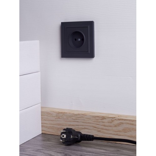 Розетка СП BRITE РСР10-1-0-БрГ 10А в сборе без заземл. без защ. шторок графит IEK BR-R10-10-K53-F