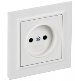 Розетка BRITE РСР10-1-0-БрАБ 10А в сборе без заземл. без защ. шторок арктич. бел. IEK BR-R10-10-K91-F
