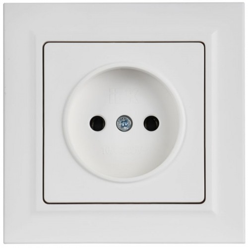 Розетка BRITE РСР10-1-0-БрАБ 10А в сборе без заземл. без защ. шторок арктич. бел. IEK BR-R10-10-K91-F