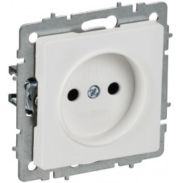 Розетка BRITE РС10-1-0-БрАБ 10А без заземл. без защ. шторок механизм арктич. бел. IEK BR-R10-10-K91
