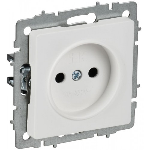 Розетка BRITE РС10-1-0-БрАБ 10А без заземл. без защ. шторок механизм арктич. бел. IEK BR-R10-10-K91