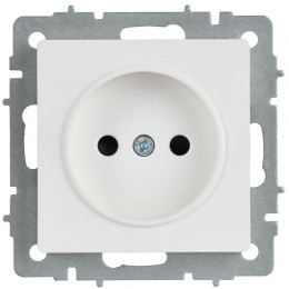 Розетка BRITE РС10-1-0-БрАБ 10А без заземл. без защ. шторок механизм арктич. бел. IEK BR-R10-10-K91