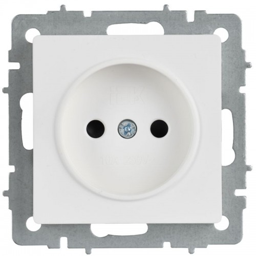 Розетка BRITE РС10-1-0-БрАБ 10А без заземл. без защ. шторок механизм арктич. бел. IEK BR-R10-10-K91