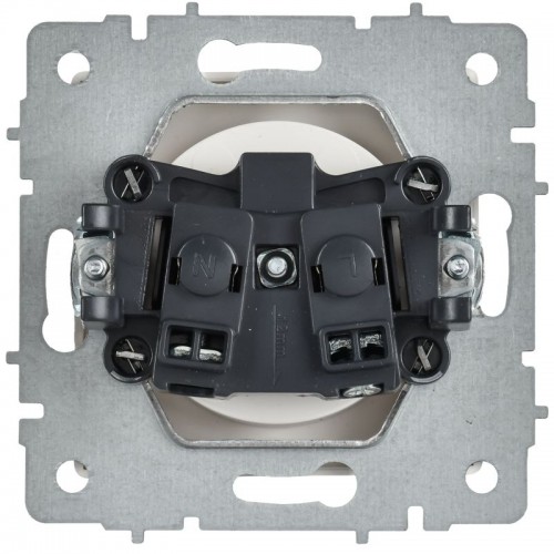 Розетка BRITE РС10-1-0-БрАБ 10А без заземл. без защ. шторок механизм арктич. бел. IEK BR-R10-10-K91