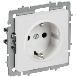 Розетка BRITE РС11-1-0-БрАБ 16А с заземл. без защ. шторок механизм арктич. бел. IEK BR-R11-16-K91
