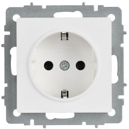 Розетка BRITE РС11-1-0-БрАБ 16А с заземл. без защ. шторок механизм арктич. бел. IEK BR-R11-16-K91