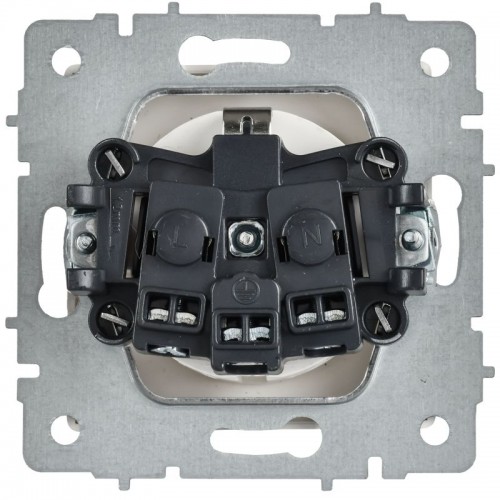 Розетка BRITE РС11-1-0-БрАБ 16А с заземл. без защ. шторок механизм арктич. бел. IEK BR-R11-16-K91