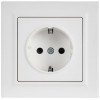 Розетка BRITE РСР14-1-0-БрАБ 16А в сборе с заземл. защ. шторки арктич. бел. IEK BR-R14-16-K91-F