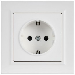 Розетка BRITE РСР14-1-0-БрАБ 16А в сборе с заземл. защ. шторки арктич. бел. IEK BR-R14-16-K91-F