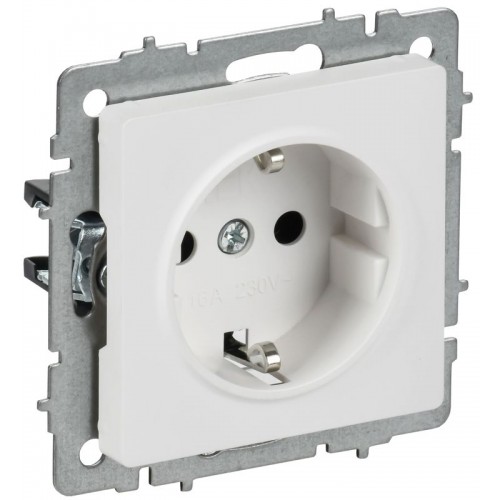 Розетка BRITE РС14-1-0-БрАБ 16А с заземл. защ. шторки механизм арктич. бел. IEK BR-R14-16-K91
