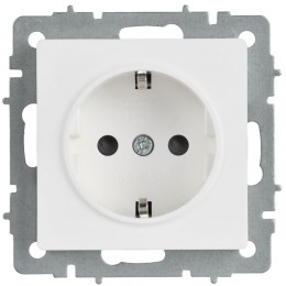 Розетка BRITE РС14-1-0-БрАБ 16А с заземл. защ. шторки механизм арктич. бел. IEK BR-R14-16-K91
