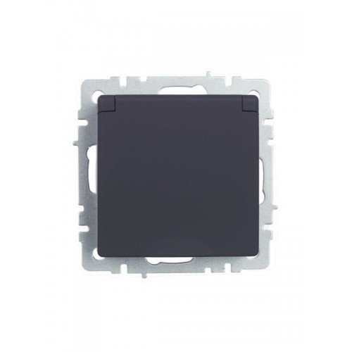 Розетка BRITE РСбш10-3-44-БрГ 16А IP44 с заземл. защ. шторки с крышкой механизм графит IEK BR-R16-16-44-K53