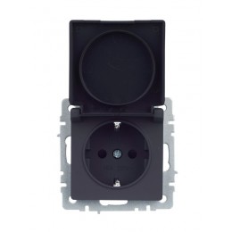 Розетка BRITE РСбш10-3-44-БрГ 16А IP44 с заземл. защ. шторки с крышкой механизм графит IEK BR-R16-16-44-K53